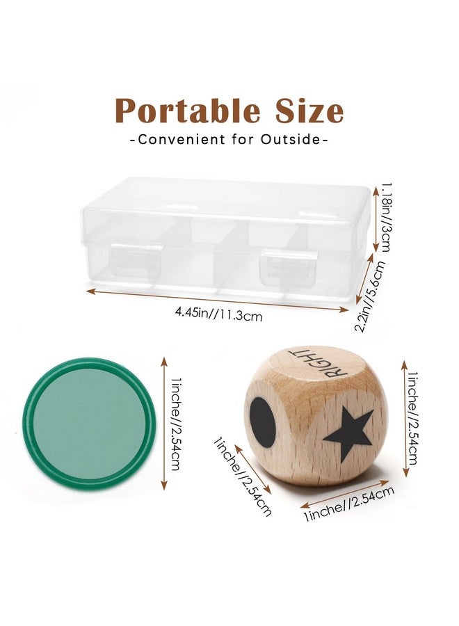 Luxiv 3+48 Pcs Left Right Center Game Dice, Luxiv 3Pcs Wood Left Right Center Game Dice with 48Pcs 4 Color Chips, Storage Boxs - Image 2