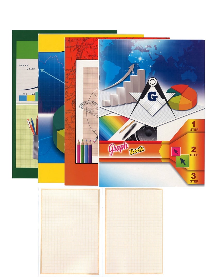 Sadaf دفتر ملاحظات بياني بحجم A4 مكون من 4 قطع، 50 ورقة، بتصميمات متنوعة - Image 1