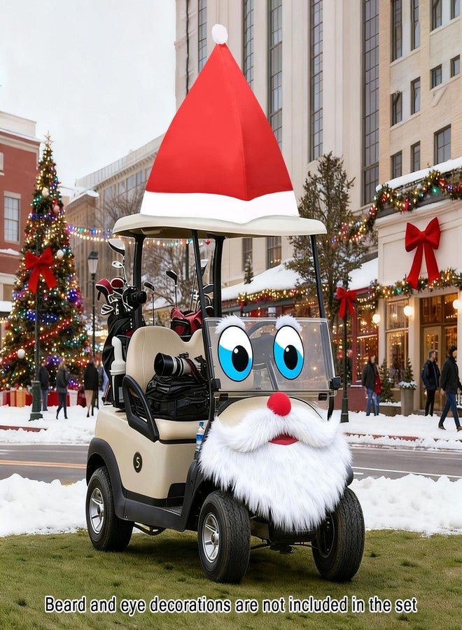 YIBOBO Christmas Giant Santa Hat Car Decorations with Support Rods, 31 x 31 x 42 inch Large Felt Santa Hat for Golf Cart and Most Cars, Includes Suction Cups and Rope - Image 2