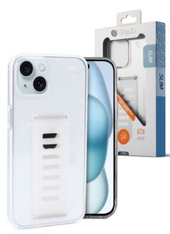 جراب خلفي واقي من Grip2u Boost Slim Grip Band لهاتف Apple iPhone 15 Plus مع تقنية الحماية من السقوط والتوافق مع الشحن اللاسلكي - شفاف