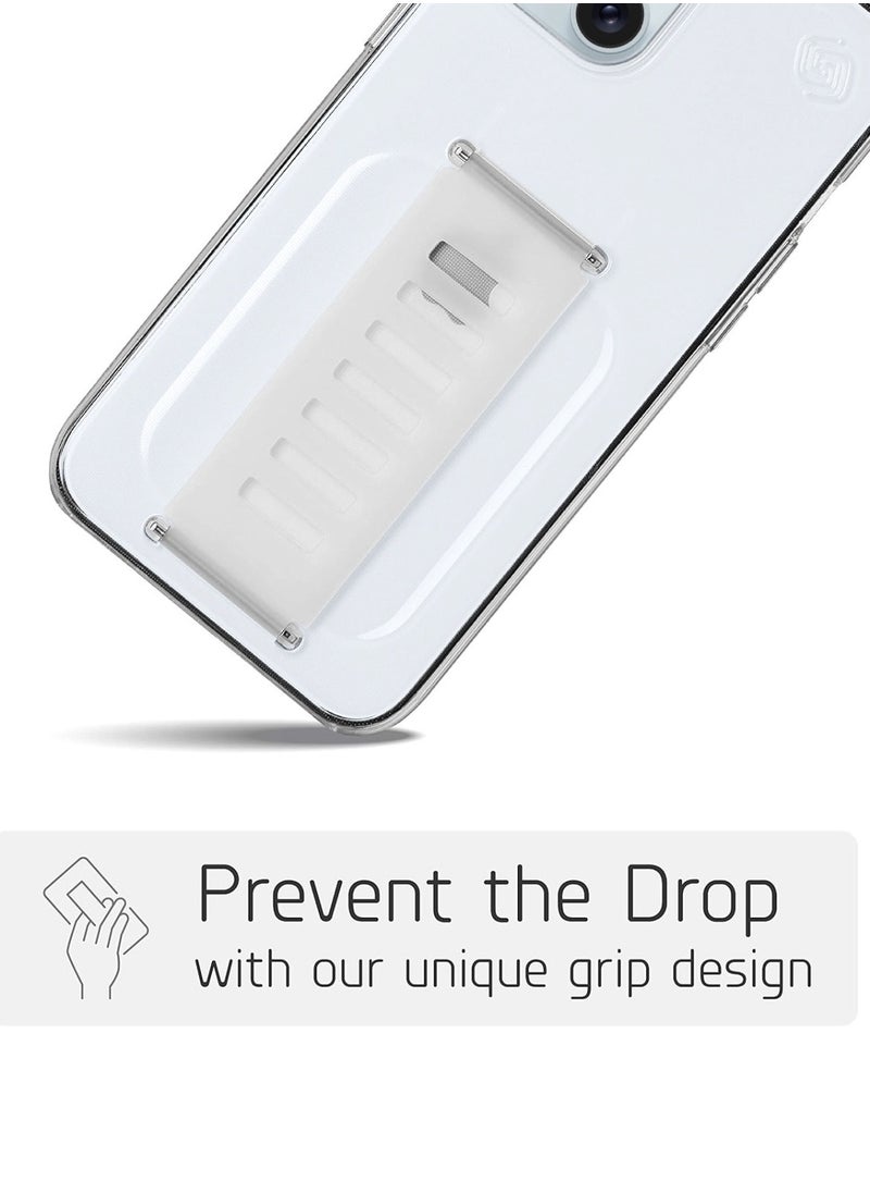 Grip2u - جراب خلفي واقي من Grip2u Boost Slim Grip Band لهاتف Apple iPhone 15 Plus مع تقنية الحماية من السقوط والتوافق مع الشحن اللاسلكي - شفاف - Image 1