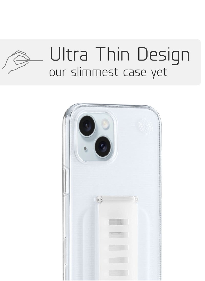 Grip2u - جراب خلفي واقي من Grip2u Boost Slim Grip Band لهاتف Apple iPhone 15 Plus مع تقنية الحماية من السقوط والتوافق مع الشحن اللاسلكي - شفاف - Image 1