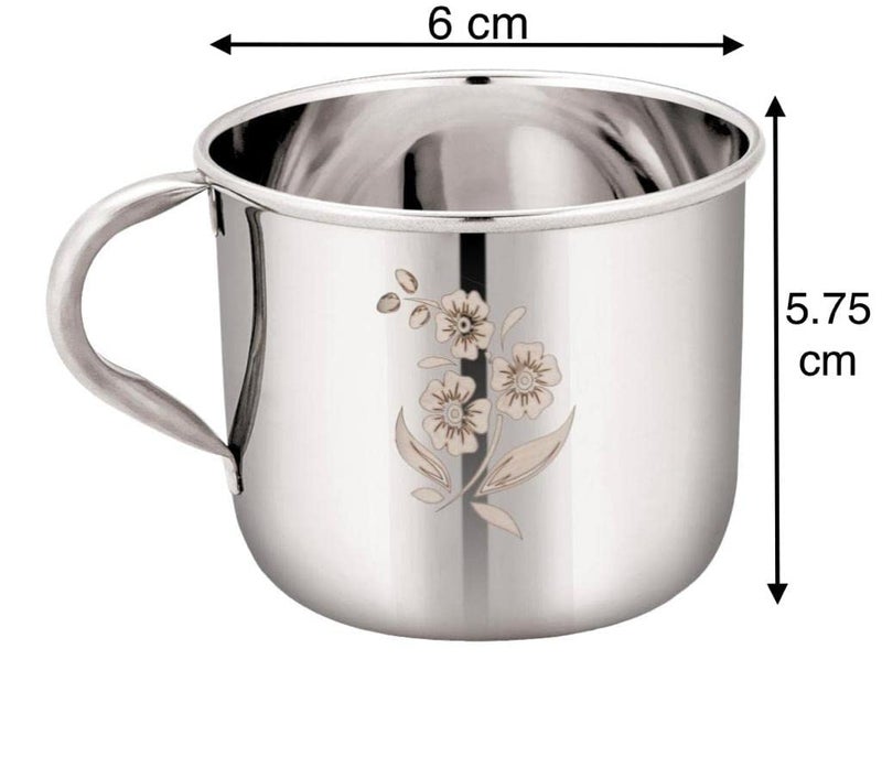 KC Stainless Steel Tea/Coffee Cup Set, 150 ML, Pack of 6, Laser Finished, Sober Shape - Image 3
