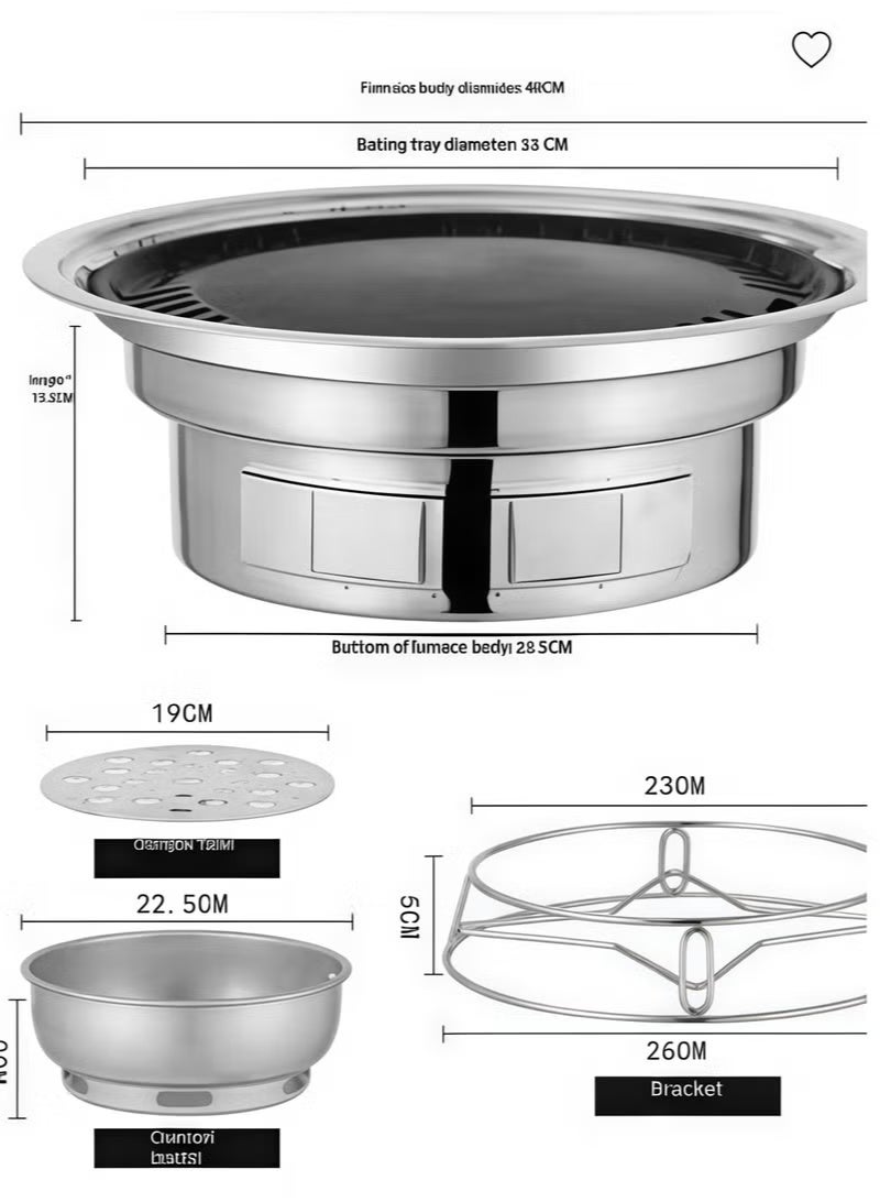 Portable Stainless Steel Barbecue Stove With Grill Net Mini Charcoal BBQ For Outdoor Camping - Image 3