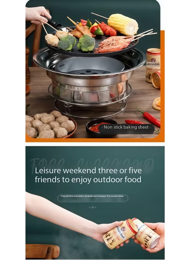 Portable Stainless Steel Barbecue Stove With Grill Net Mini Charcoal BBQ For Outdoor Camping - Image 2