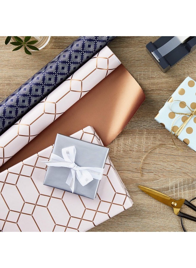 Hallmark - Hallmark Wrapping Paper Rolls for Graduation, Wedding, Birthday, Baby Shower, Bridal Shower - Foil Metallic Pastel Gift Wrap Paper (Set of 3 Reversible Rolls: 120 sq. ft. ttl.) - Image 1