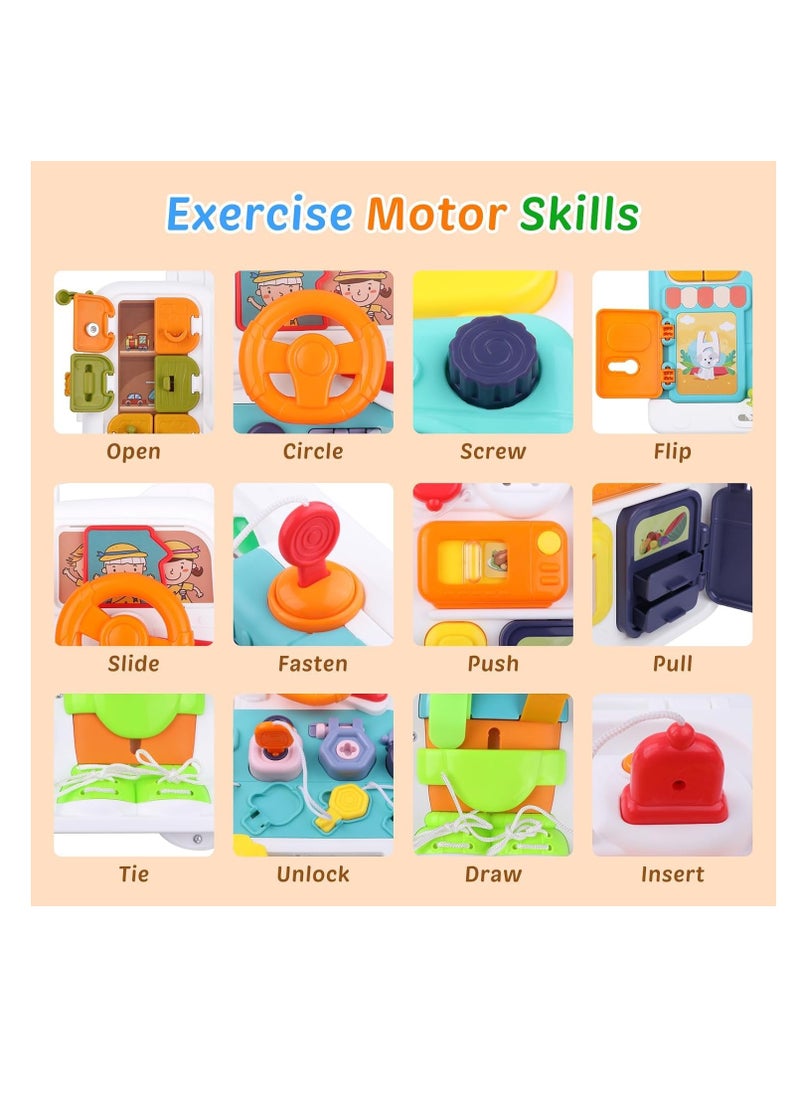 UKR UKR 30 Activities Interactive Toy Busy Book Montessori Learning Educational Developmental Busy Board Toy for Toddlers Lights Sound Motor Skills  - Image 5