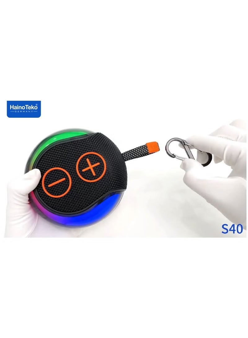 Haino Teko S40 Portable Wireless Bluetooth Speaker with HiFi Sound Quality, Button Control, and RGB Lighting – Compact Green Bluetooth Speaker for Music, Parties, and Outdoor Adventures - Image 3