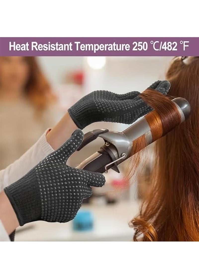 Heat Resistant Glove For With Silicone Bumps, New Upgraded Professional Heat Resistant Glove Mitts For Hot Hair Styling Curling Iron Wand Flat Iron Hair Straightener, Universal Size - Image 4