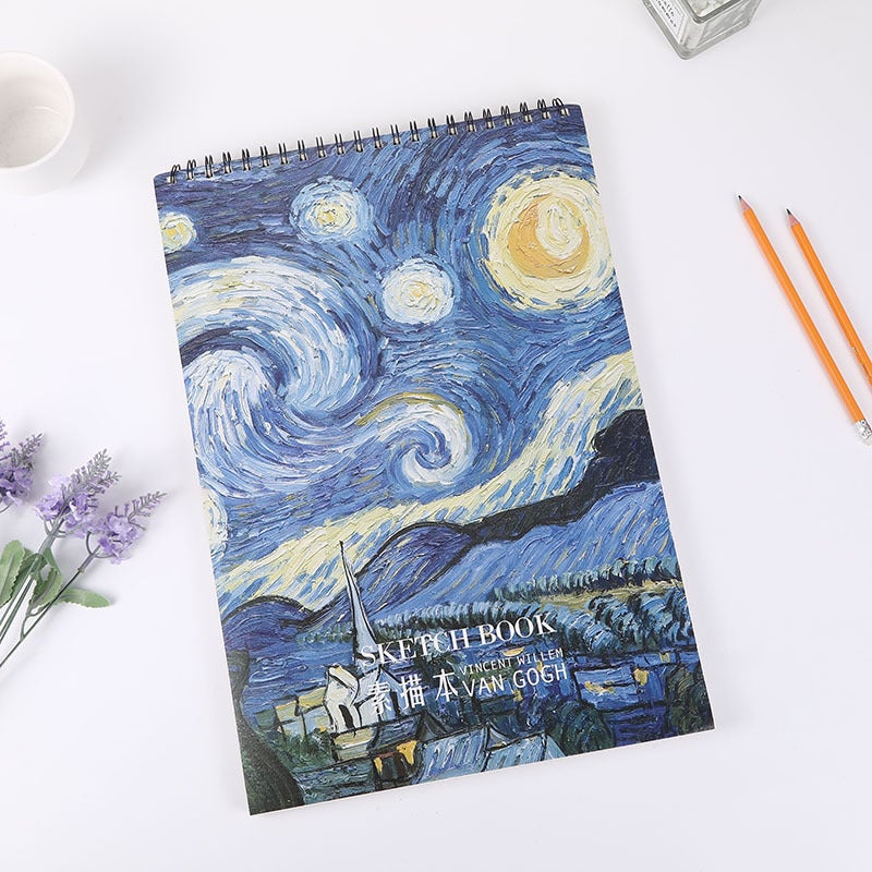 Van Gogh A4A3 Paper Oil Painting Sketch Book Simple Hand Painting Sketch Book Abstract Painting Color Lead Art Coil Book - Image 5