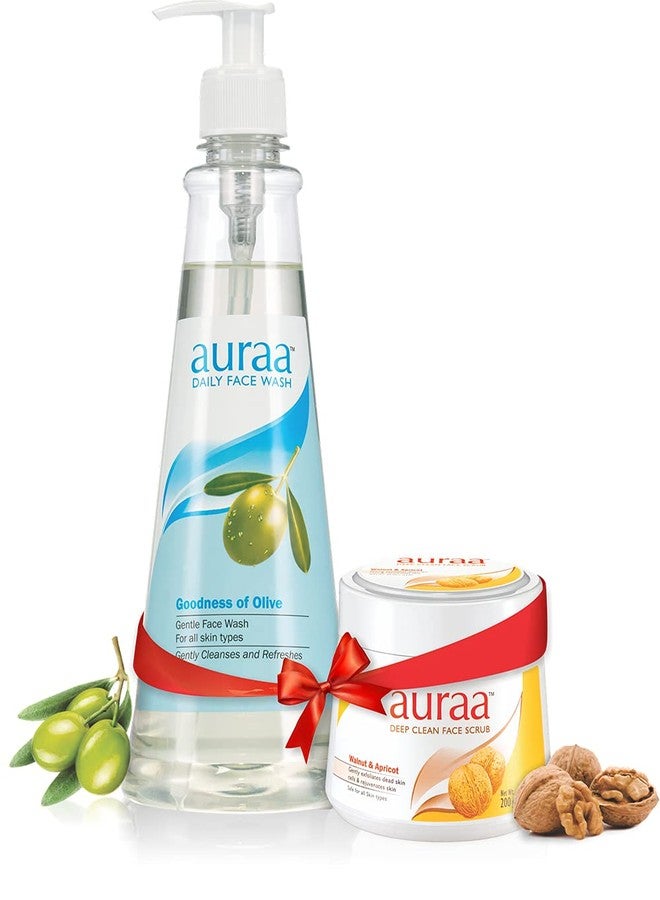 Auraa Skin Care Combo (Olive Daily Face Wash, 500 ml & Face Scrub, 200 Gm)