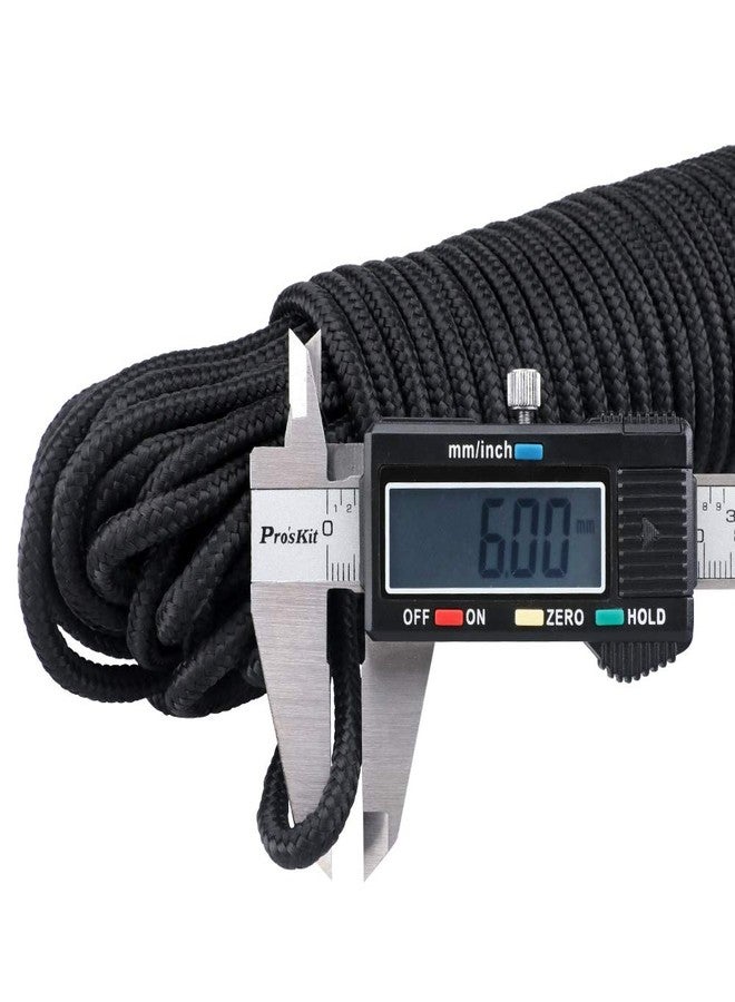 جيجاكرافت حبل نايلون أسود من jijAcraft بقطر 6 مم: حبل غسيل سميك من النايلون بطول 30 مترًا، حبل متين مجدول للتعليق، حبل شديد التحمل للحديقة، الأرجوحة، رحلات التخييم، تجهيزات السفن - Image 2