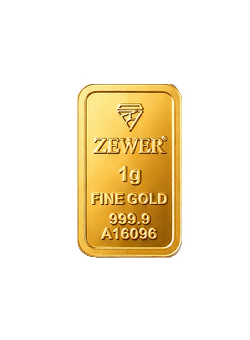 Zewer 1g 24K 999.9 Fine Gold Bar with Floral Design - Image 4