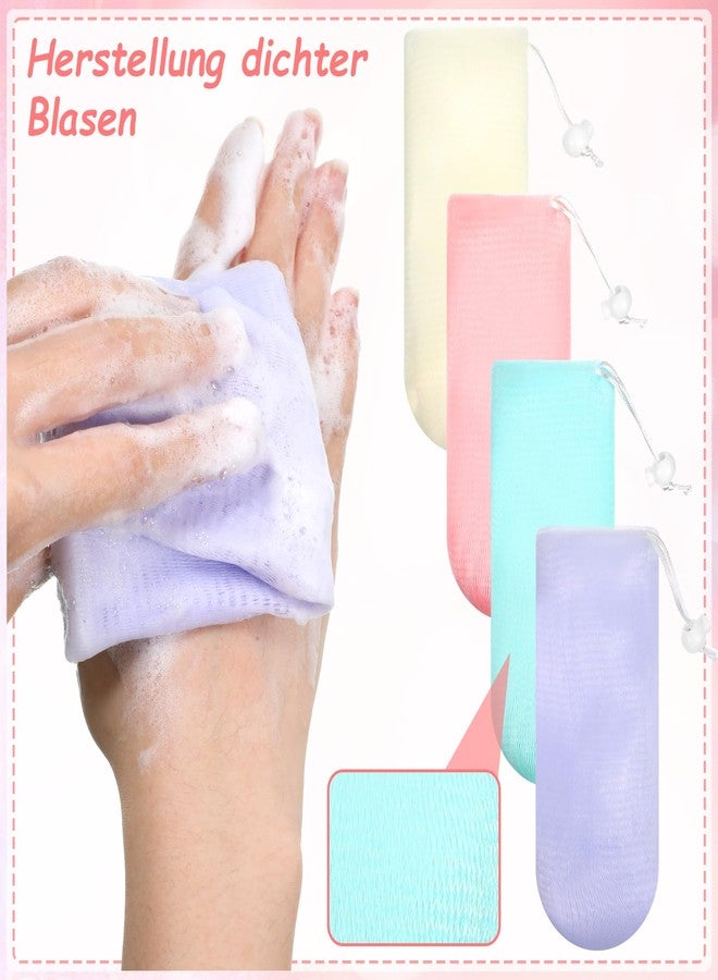 Macuezu 8 PCS Bar Soap Pouch, Mesh Soap Saver Bag 6.7 X 2.7 Exfoliating Loofah Pouches, Bubble Foaming Nets Drawstring Soaps Pouch for Shower Body Facial Cleaning Tool - Image 4
