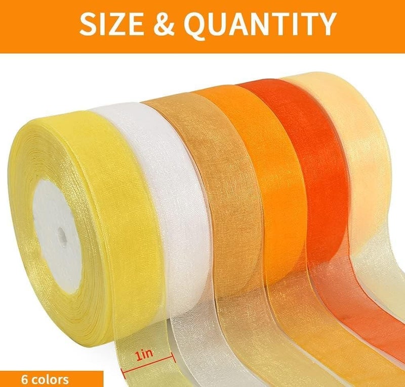 IMPRINT Sheer Chiffon Organza Ribbon, 6 Rolls of Different, 1" Width, 35 Metres/Roll - Image 2