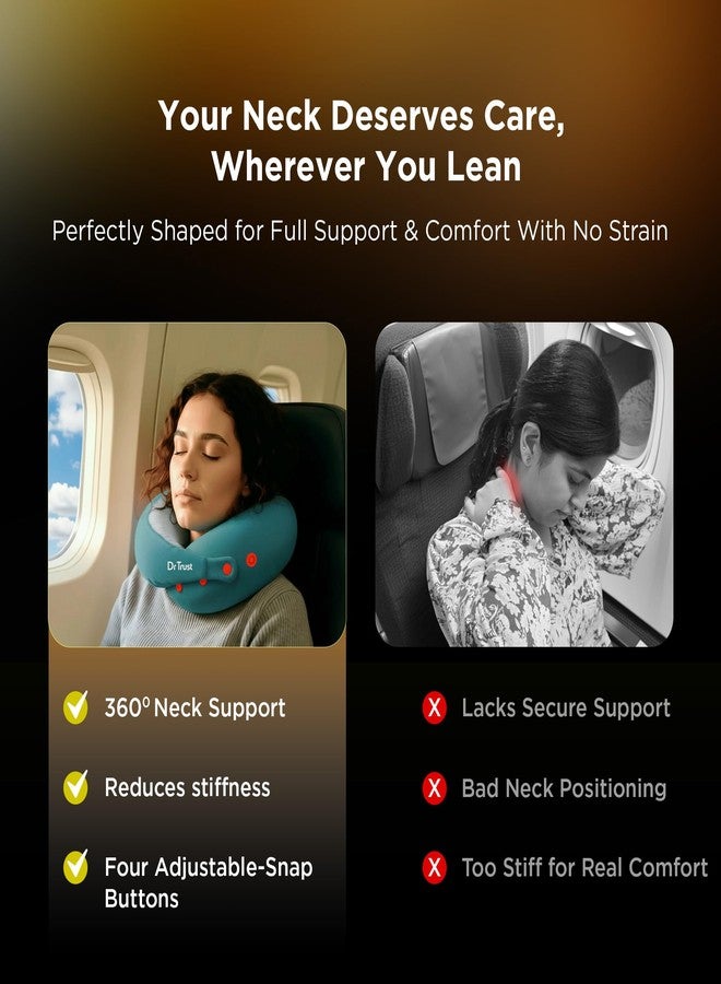 دي آر تراست وسادة السفر للرقبة Dr Trust USA Cocoon 395، توفر دعمًا مريحًا بزاوية 360 درجة للسيارة والطائرة والقطار، مصنوعة من إسفنج ميموري فوم مريح مع 4 أزرار قابلة للتعديل - أزرق - Image 2