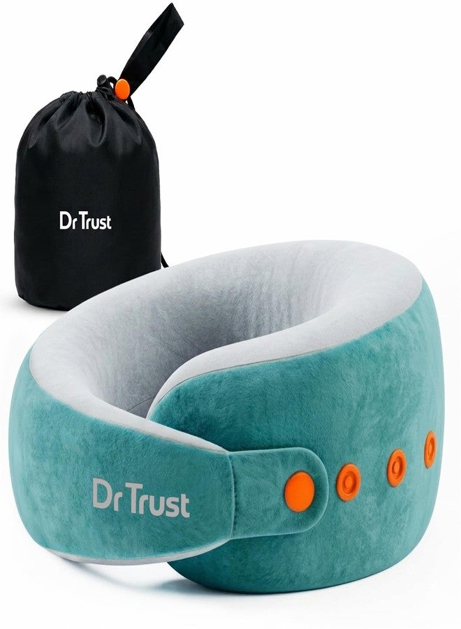 دي آر تراست وسادة السفر للرقبة Dr Trust USA Cocoon 395، توفر دعمًا مريحًا بزاوية 360 درجة للسيارة والطائرة والقطار، مصنوعة من إسفنج ميموري فوم مريح مع 4 أزرار قابلة للتعديل - أزرق - Image 1