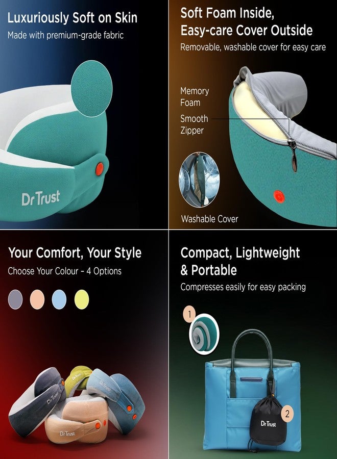 دي آر تراست وسادة السفر للرقبة Dr Trust USA Cocoon 395، توفر دعمًا مريحًا بزاوية 360 درجة للسيارة والطائرة والقطار، مصنوعة من إسفنج ميموري فوم مريح مع 4 أزرار قابلة للتعديل - أزرق - Image 5