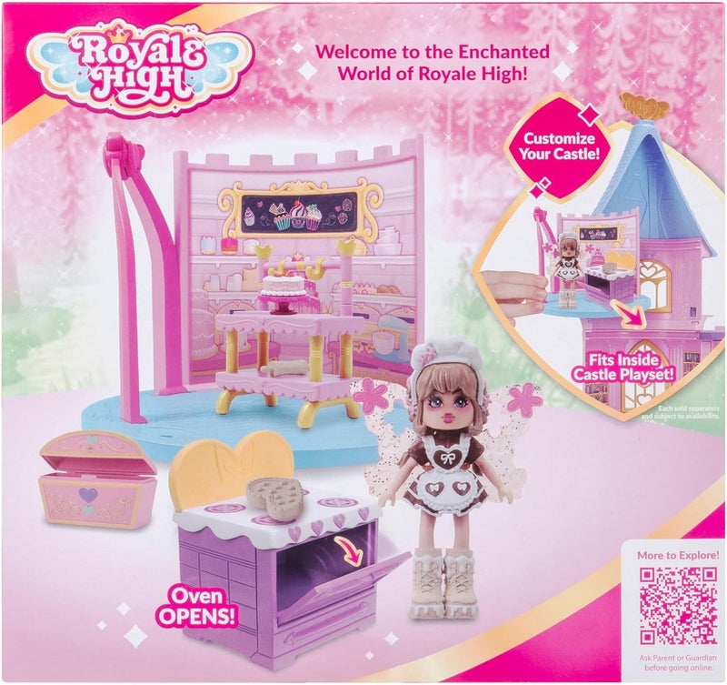 رويال هاي Jazwares Royale High Baking Class Playset - 1 دمية، 6 إكسسوارات - يناسب داخل مجموعة القلعة - رمز العنصر الافتراضي مضمن - الأعمار 5+ - Image 4