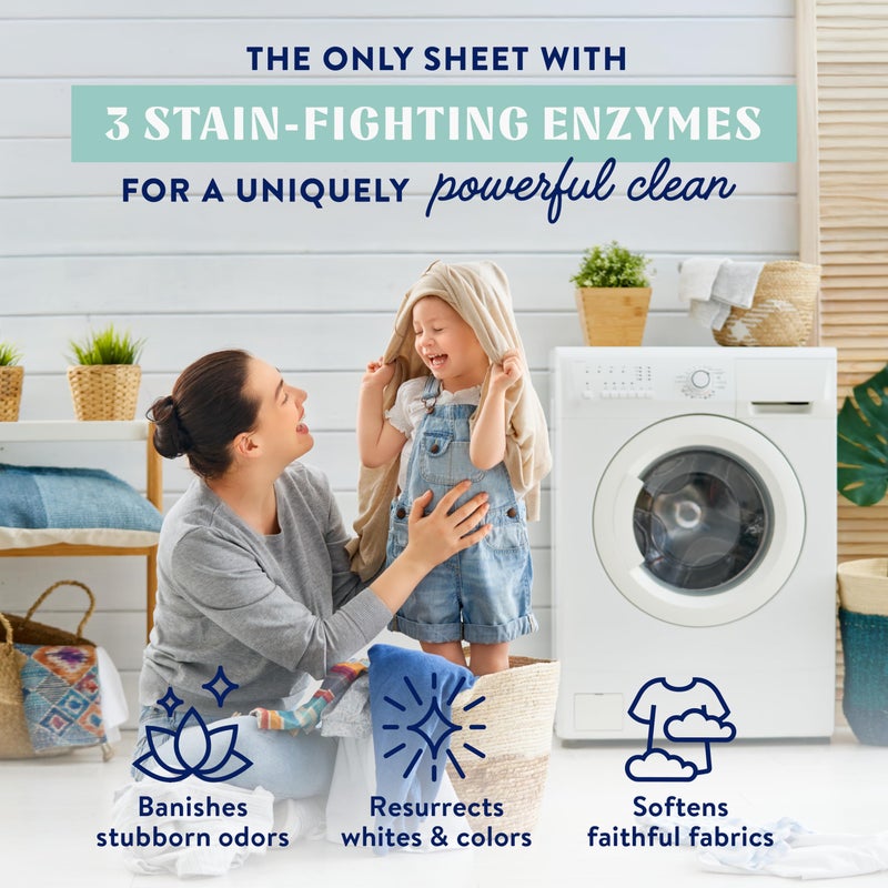 Cleancult Laundry Detergent Sheets - Resealable Box - 3 Stain Fighting Enzymes - Fragrance Free - 60 Loads - Free of Harsh Chemicals - No Mess - No Plastic Waste - Image 2