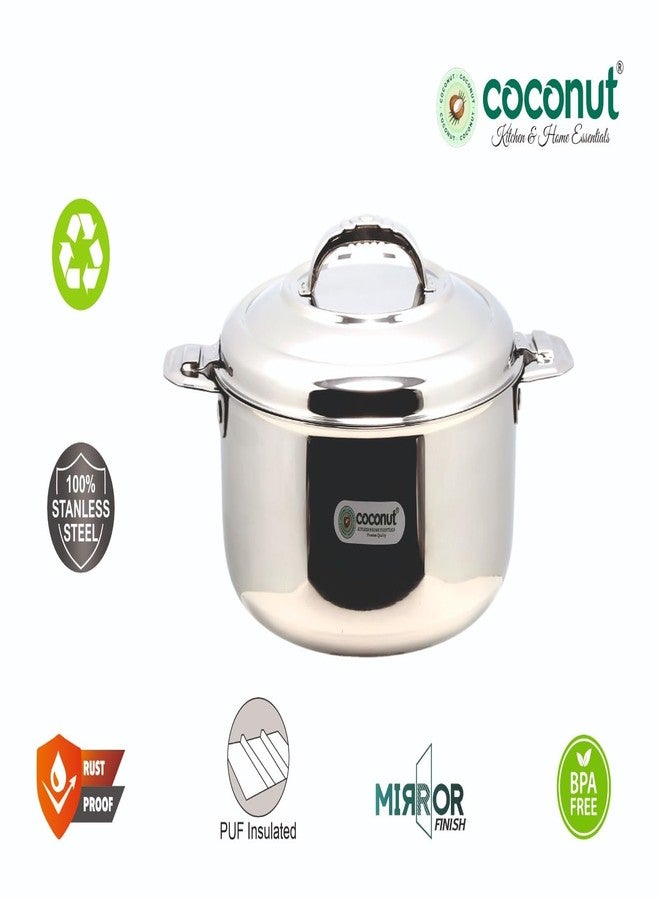 كوكونات طاجن جوز الهند من الفولاذ المقاوم للصدأ | جدار مزدوج مع غطاء فولاذي | يحافظ على الطعام ساخنًا وطازجًا لساعات | صندوق تقديم متين ومقاوم للصدأ | مثالي للشاباتي والأرز والكاري - وحدة واحدة - Image 3