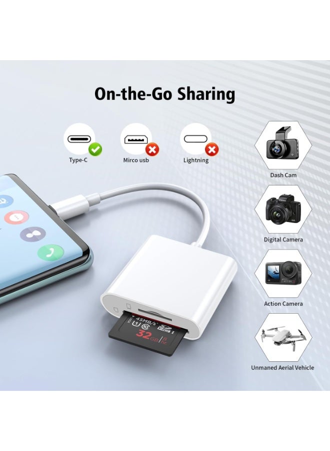 USB C SD Card Reader, Type C Card Reader with SD MicroSD 2 Slots SD Card Memory Card Adapter Trail Camera Adapter for iPhone 16/15/iPad/Mac/MacBook/Laptop Android, More Type-C Devices, Plug and Play - Image 3