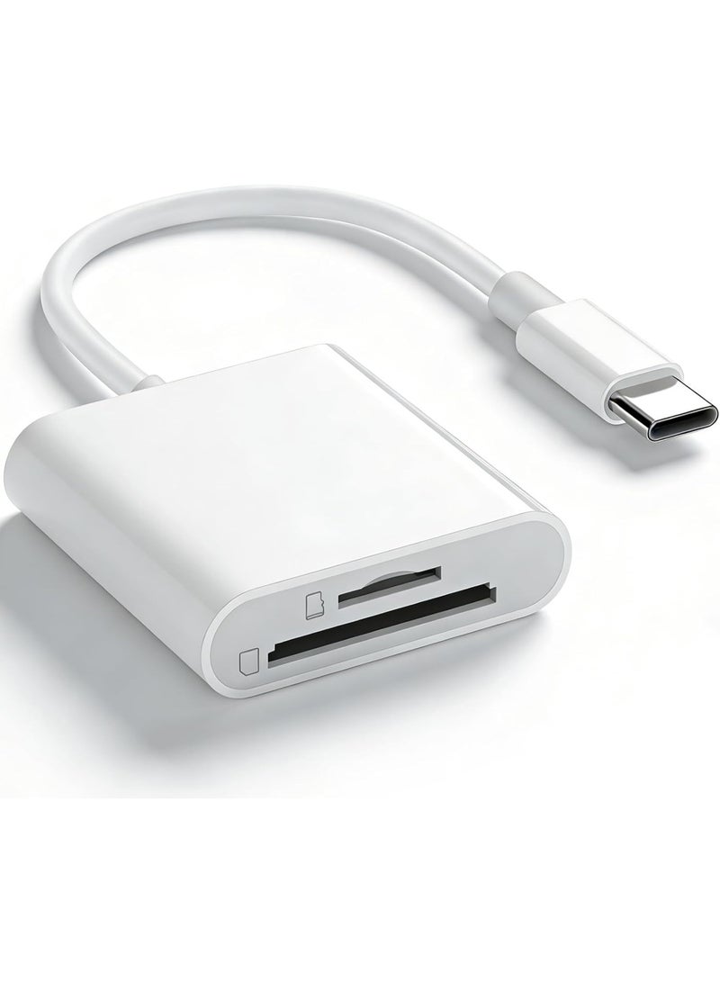 USB C SD Card Reader, Type C Card Reader with SD MicroSD 2 Slots SD Card Memory Card Adapter Trail Camera Adapter for iPhone 16/15/iPad/Mac/MacBook/Laptop Android, More Type-C Devices, Plug and Play - Image 1