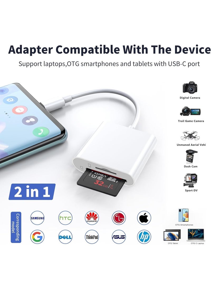 USB C SD Card Reader, Type C Card Reader with SD MicroSD 2 Slots SD Card Memory Card Adapter Trail Camera Adapter for iPhone 16/15/iPad/Mac/MacBook/Laptop Android, More Type-C Devices, Plug and Play - Image 2