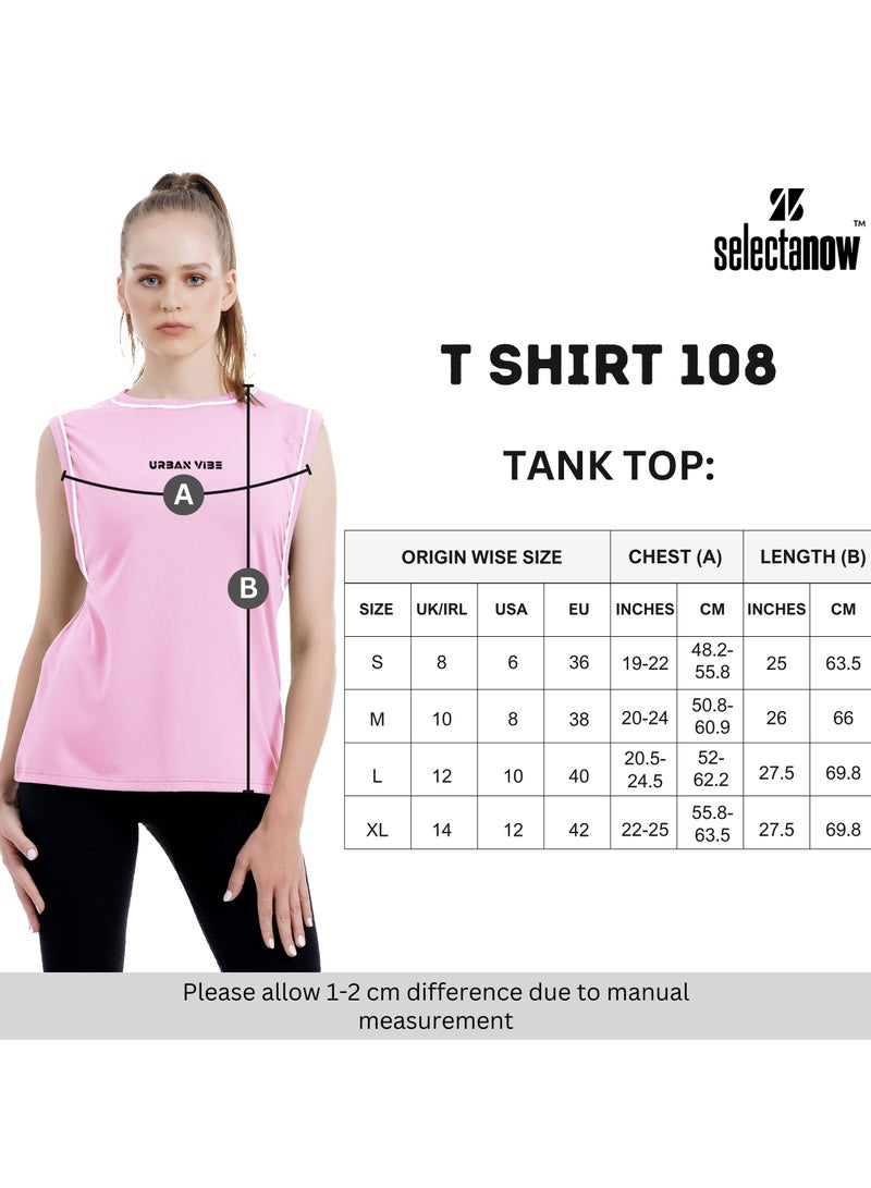 Selecta Now Ladies Sleeveless Cotton T-Shirt Sky Blue Breathable Contrast Piping Tank Top Soft Stretchable Women’s T Shirt - Image 4