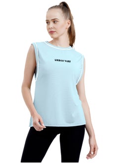 Ladies Sleeveless Cotton T-Shirt Sky Blue Breathable Contrast Piping Tank Top Soft Stretchable Women’s T Shirt - pzsku/ZFE9A326B6A4770473AE4Z/45/_/1719337197/dfd4aea7-928c-4f7c-819b-44c6502a3056