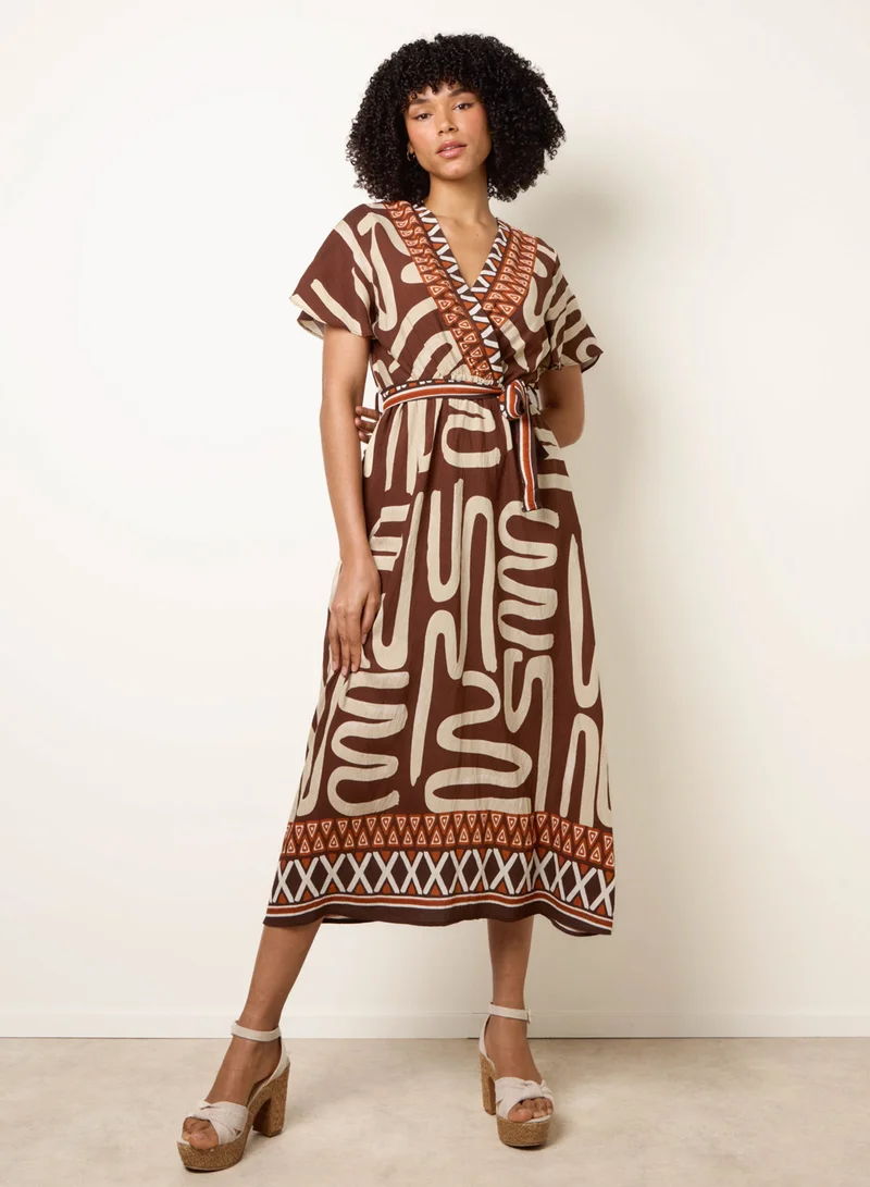 Blue Vanilla Dress With Abstract Print