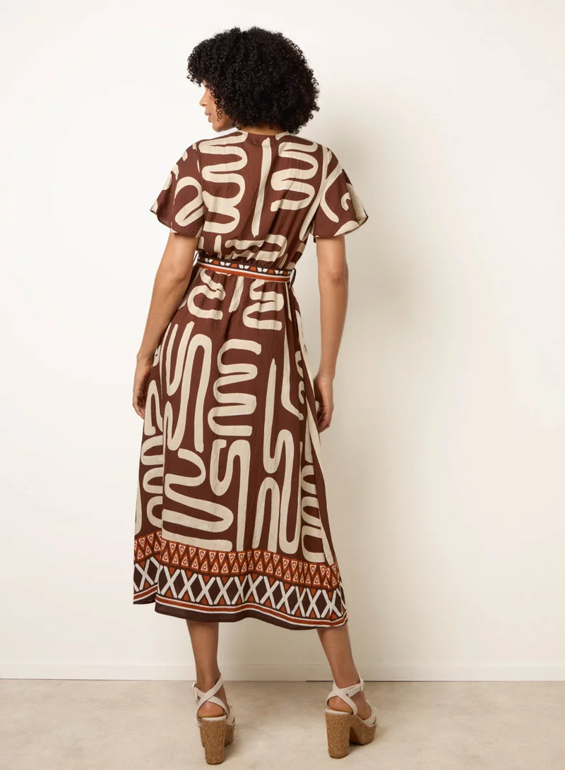 Blue Vanilla Dress With Abstract Print