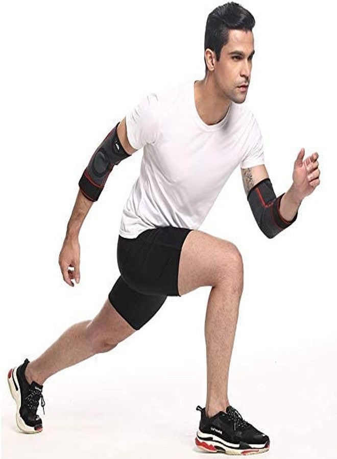 keycraze Elbow Support for Gym with Strap - Elbow Brace for Men Women Workout | Elbow Compression Sleeves with Straps for Tendonitis Pain Relief, Tennis, Volleyball, Cricket - Elbow Band (Red, M) - Image 2