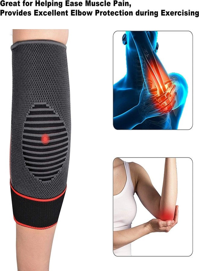 keycraze Elbow Support for Gym with Strap - Elbow Brace for Men Women Workout | Elbow Compression Sleeves with Straps for Tendonitis Pain Relief, Tennis, Volleyball, Cricket - Elbow Band (Red, M) - Image 3