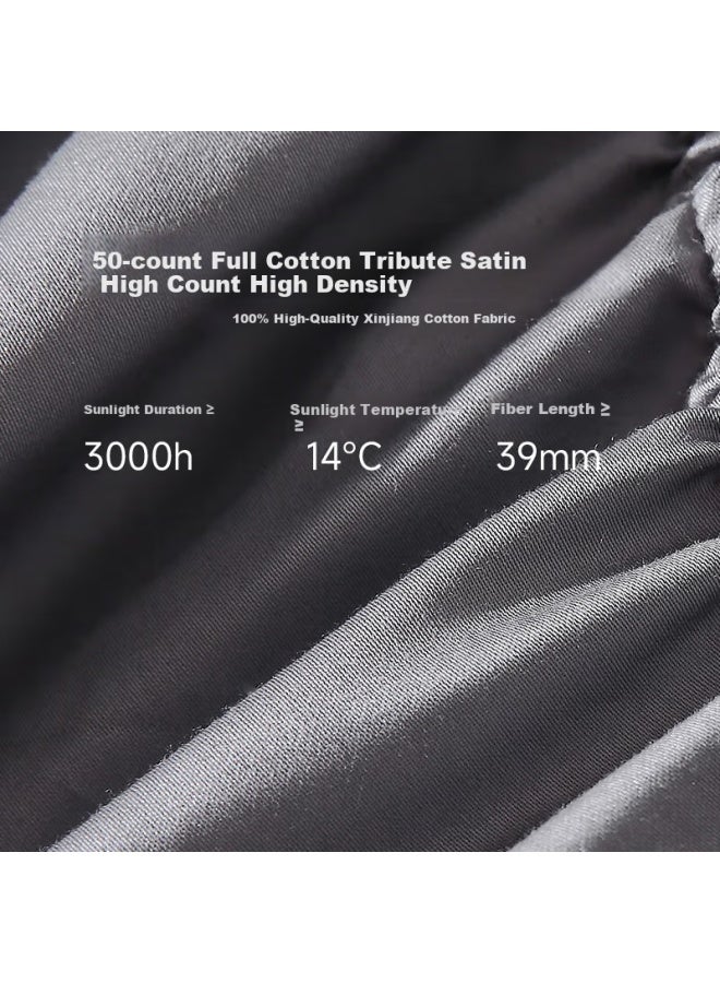 Mlily Fitted Sheet, Hotel Style, Heightened, 100% Cotton, Antibacterial, Waterproof, Thickened, 30cm Mattress Protector, 1.5 Meter, Gray - Image 1