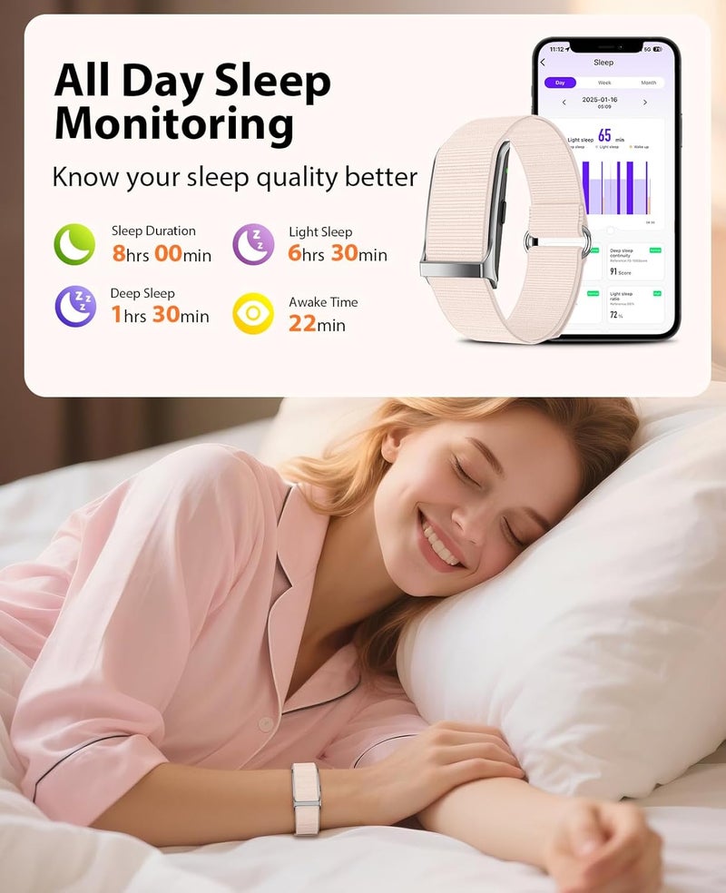 سوار ذكي ، فرقة تتبع النشاط واللياقة البدنية القابلة للارتداء ، تتبع النوم 24 ساعة ، معدل ضربات القلب المستمر طوال اليوم ، جهاد ضغط الدم HRV Monitor ، 120 + أوضاع الرياضة سوار ذكي مع 2 فرقة ، تطبيق مجاني - Image 3