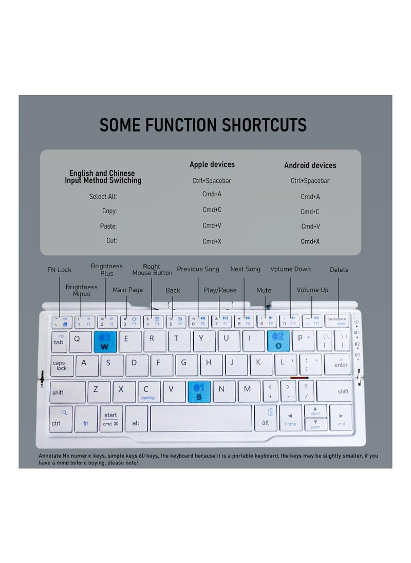 Generic - Portable Foldable Bluetooth Keyboard with Magnetic Stand, Lightweight Aluminum Alloy Mini Keyboard, Rechargeable Travel Keyboard for Tablets and Phones, Quiet and Compact Design. - Image 1