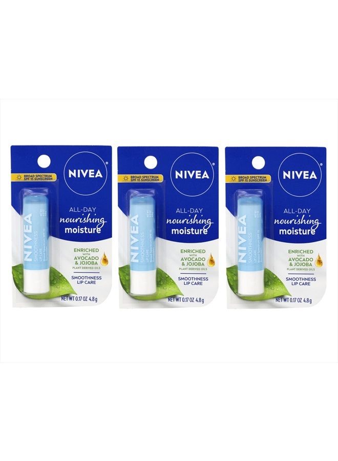 Nivea Smoothness Lip Care SPF 15, 0.17 oz (Pack of 3) - Image 1