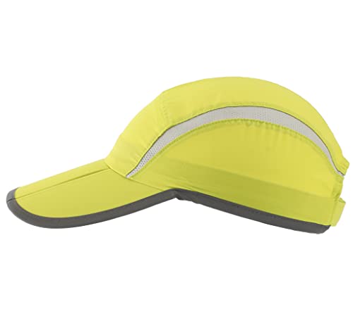 Connectyle Foldable Mesh Sun Cap Outdoor Sports Hat Breathable Sun Runner Cap with Reflective Trim Yellow Green - Image 4