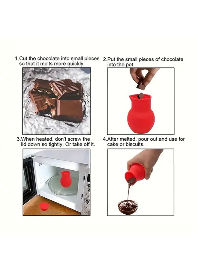 Red Commercial Grade Silicone Chocolate Melting Pot with Lid and Pouring Spout - Image 4