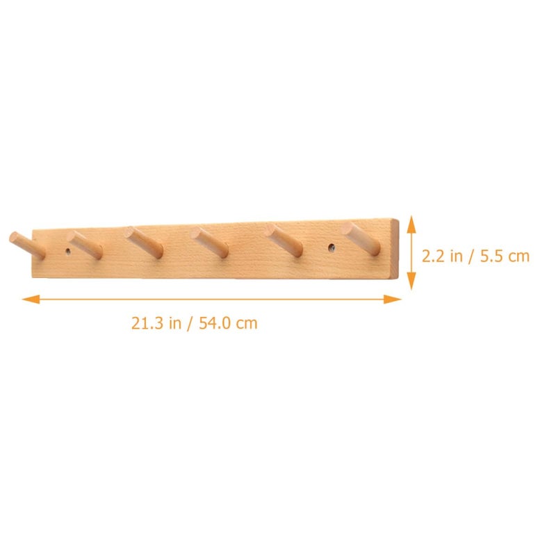 Solid Wood Wall Mounted Coat Hat Hooks 6 Pack No Drill Adhesive Organizer Natural - Image 3