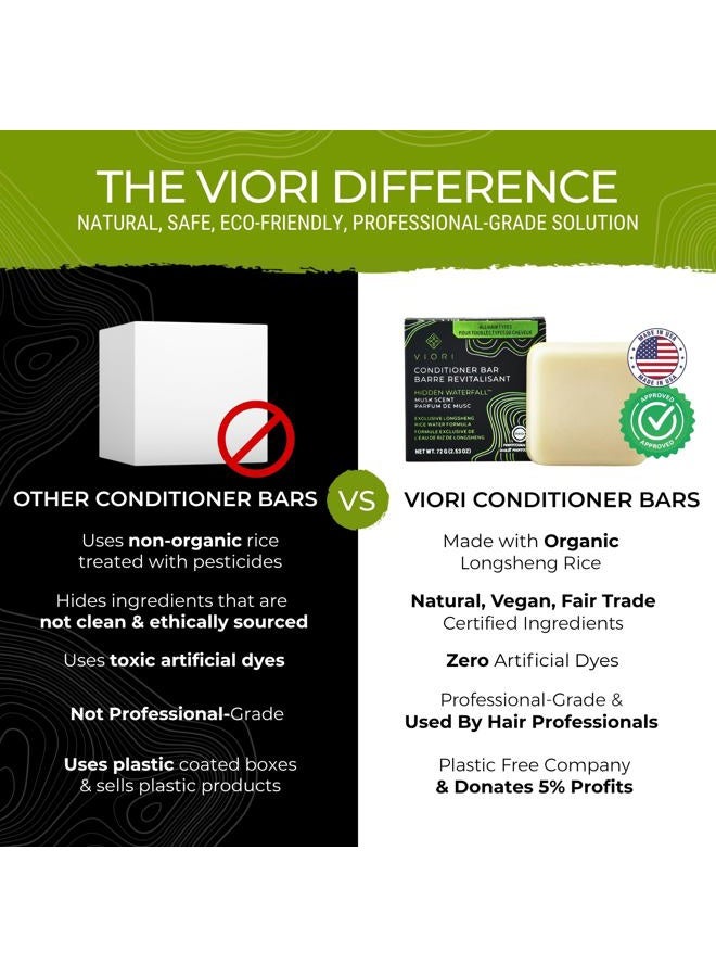 Viori Conditioner Bar - Handcrafted with Longsheng Rice Water & Natural Ingredients - Sulfate-free, Paraben-free, Cruelty-free, Phthalate-free, pH balanced 100% Vegan, Zero-Waste (Hidden Waterfall) - Image 4