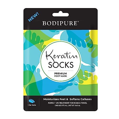 Bodipure Premium Foot Mask Keratin Socks At Home Spa Moisturizer Socks for Dry Cracked Feet Callus Heel Softening EasytoUse Pedicure Foot Repair Chemicalfree Feet Treatment 1 Pair - Image 2