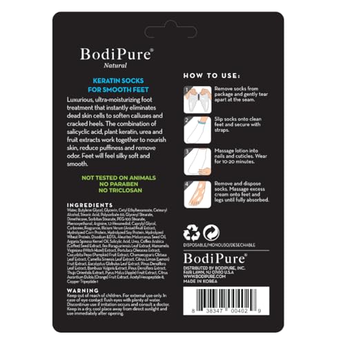 Bodipure Premium Foot Mask Keratin Socks At Home Spa Moisturizer Socks for Dry Cracked Feet Callus Heel Softening EasytoUse Pedicure Foot Repair Chemicalfree Feet Treatment 1 Pair - Image 5