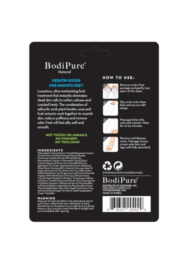 Bodipure Premium Foot Mask Keratin Socks At Home Spa Moisturizer Socks for Dry Cracked Feet Callus Heel Softening EasytoUse Pedicure Foot Repair Chemicalfree Feet Treatment 1 Pair - Image 4