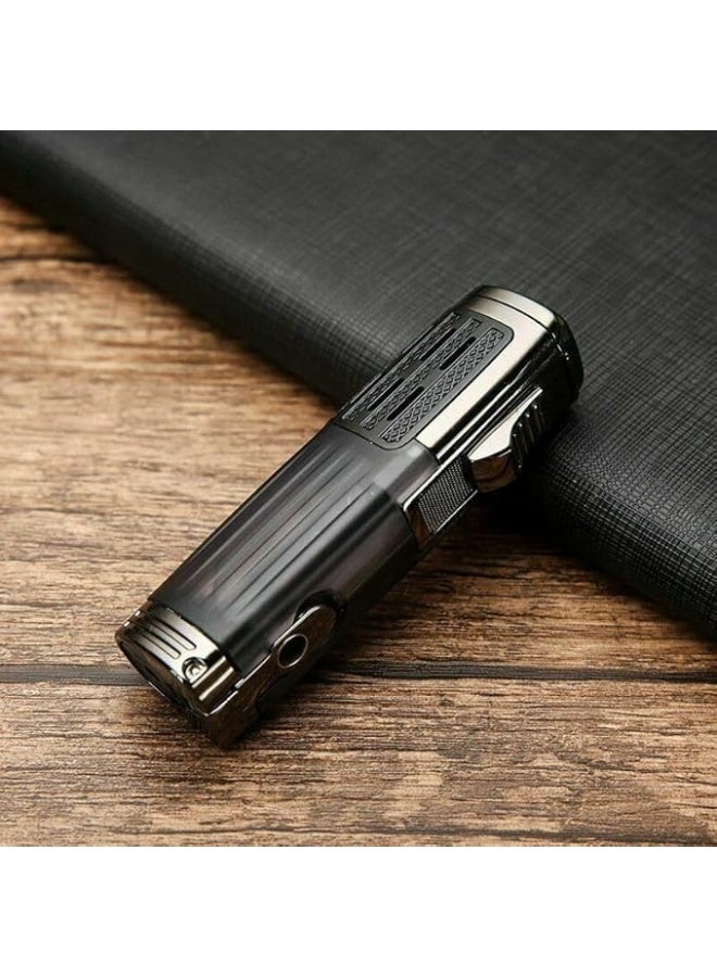 Honest Windproof Jet Lighter, Triple Jet 3 Flame, Compact Pocket Size, Refillable, Adjustable Flame Lighter For Outdoor, BBQ, Lighter for Cigar, Bukhoor, Oud (Without Gas) - Image 4