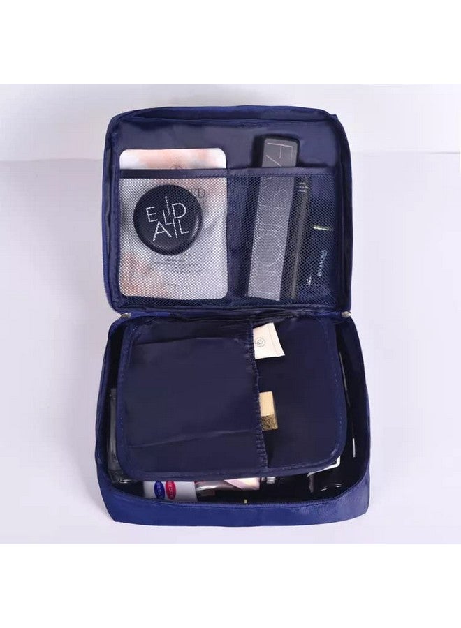 Flywind Multipurpose Travel Cosmetic Makeup Pouch | Multi Pockets Toiletry Bags & Travelling Pouches for Girls | Inner Ware Storage Organizer & Wash Bag for Women (Navy Flower) - Image 3