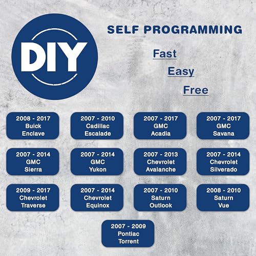 KeylessOption Key Fob Replacement for 2007 2008 2009 2010 2011 2012 2013 2014 2015 2016 2017 Buick Cadillac Chevrolet Chevy GMC Pontiac Saturn Remote, 4-Button 15913421, Locksmith Required 2011+ - Image 3