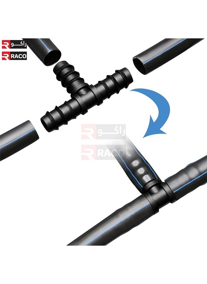 RACO RACO Tee Connector Drip Irrigation 16mm Plastic Pipe Tee Garden Hose Tube Connector Drip Irrigation Accessories Pack of 2  - Image 2