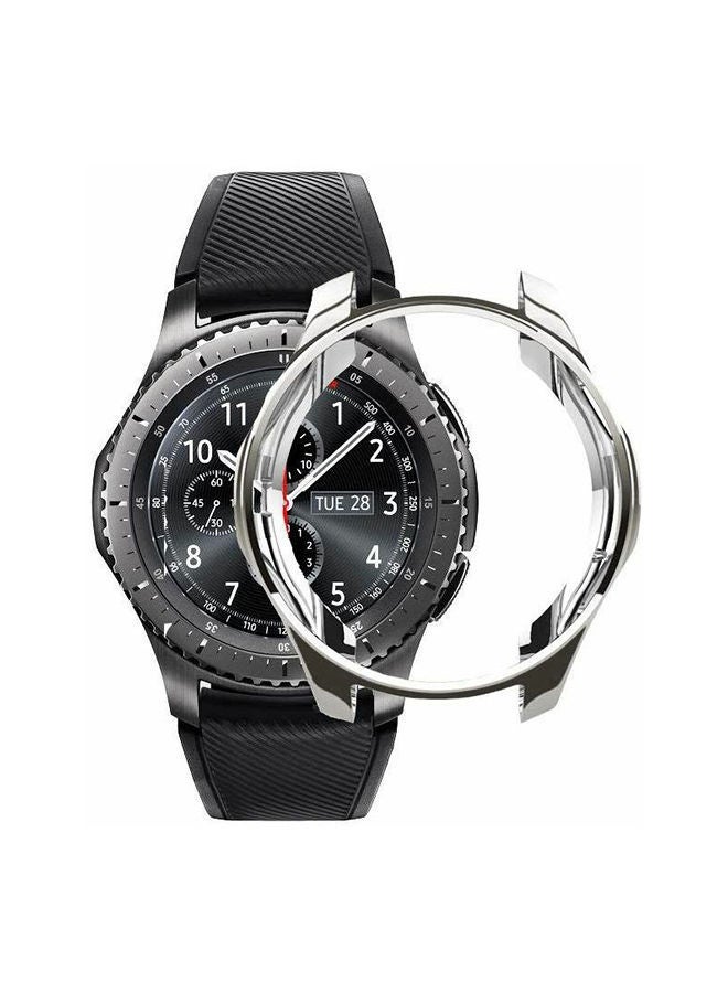 NIBEMINENT Soft Tpu Shock Proof Protective Bumper Sleeve Protector Cover For Samsung Gear S3 Frontier 46millimeter Silver